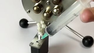 Gatling gun model powered by stirling engine.
