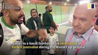 Saudi fan confronts Israeli reporter at Qatar World Cup- voicing support for Palestine