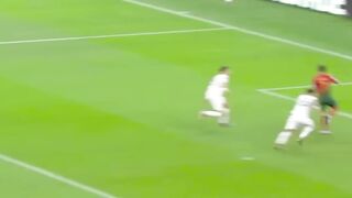 Bruno Fernandes cross flies past Cristiano Ronaldo’s head and into the net