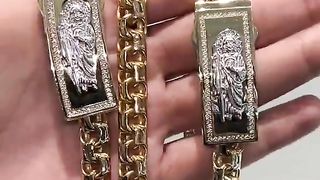 Real Gold Semi Hollow San Judas Taddeo Chino Link Set