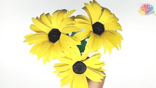 Easy Way To Make Beautiful Paper Sunflower_Diy Paper Flower Crafts_ Home Decor