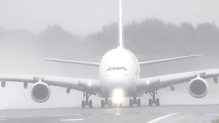 Airbus A380 powering down the runway at BHX! ????????