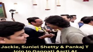 Jackie, Suniel Shetty & Pankaj T Join In Ganpati Aarti At Residence Of Eknath Shinde #shorts #jackieshroff #sunielshetty #short #trending
