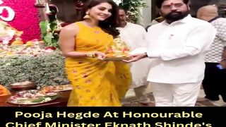 Pooja Hegde At Honourable Chief Minister Eknath Shinde's Residence For Ganpati Celebration! #shorts #poojahegde #blessedbyganesha #short