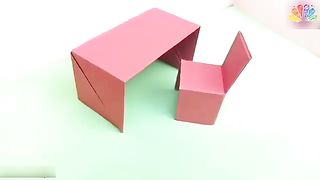 How To Make An Origami Table and Chair-Paper Furniture-Paper Chair and Table- paper Crafts