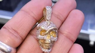 Real Yellow Gold & Diamond Skull Pendant by Ijaz Jewelers