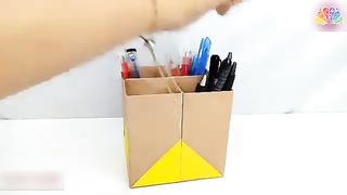 Paper Pen Holder Easy - How To Make Paper Pencil Stand - How to make dIY Origami Pen Stand 2
