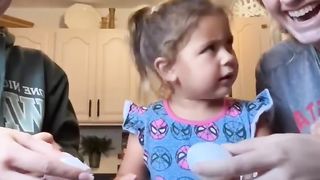 Cute little girl got hit by eggs ????????so cute????