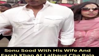 Sonu Sood With His Wife And Farah Khan At Lalbaug Cha Raja #shorts #sonusood #bollywood #short #trending #viral #shortvideo