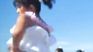 beautiful member idol jkt48 freya playing on the beach
