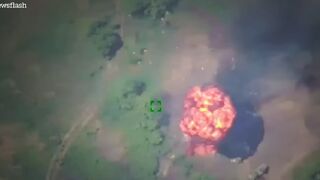 Russian military vehicles go up in a ball of flames as Ukrainian forces strike