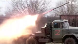 Russian forces launch 'Z marked' multiple rocket launchers at Ukrainian targets