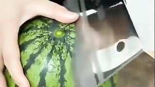 Watermelon cutting skill