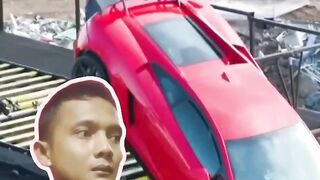 Mobil lamborghini vs mesin penghancur raksasa ||raklamborghini car vs giant crusher machine||