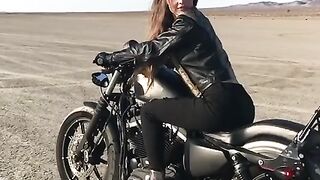 Amanda cerny Finally put that motorcycle license to use ! ????????????