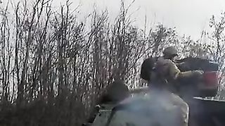 Ukraine Russia War | Ukrainian MT-LB T-12 100mm Firing at Russian Positions | Date Unknown | RCF