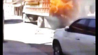viral burning truck makes the city hang out#fyp