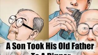 A Son Took His Old Father To A Dinner