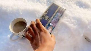 Drinking coffee in winter#fyp