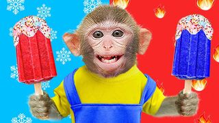 Monkey Koko have fun with Magic Red vs Blue Ice cream Vending machine | KUDO KOKO STORY