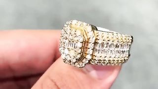 Solid Gold & Real Diamond Men's Baguette Round Cut Ring