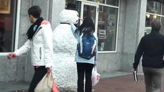 Fanny scary snowman hidden camera - part 3