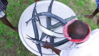 SNAKE Like Fish_ 100 KG GARFISH Recipe Cooking _ Fried and Tawa Dried Fish Fry _ Seafood