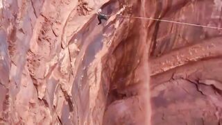 Adventure mountains rope swing dangerousely