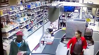 A cashier in Finland deals with shoplifters. Notice anything?