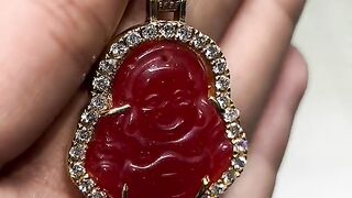 Natural Jade, 14K Gold & Diamond Buddha Byzantine Set