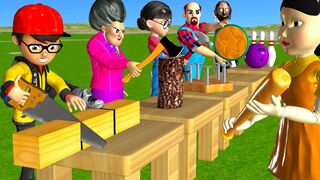 Scary Teacher 3D vs Squid Game Wooden Door Water Sprayer 5 Times Challenge Miss T vs Granny Loser 2