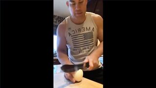 Tito Ortiz bleeds while chopping onions and continue chopping...