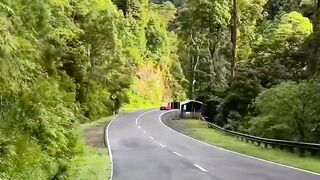 beautiful road at the foot of the mountain