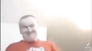Crazy guy laughing at his pain