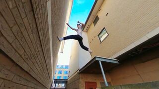 Surprising! street parkour with crazy camera work