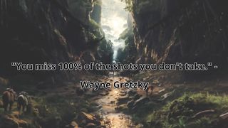 "You miss 100% of the shots you don't take." - Wayne Gretzky