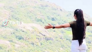 Beautiful girl and drone cemra and song