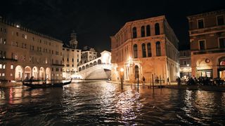 Venice central canal at night