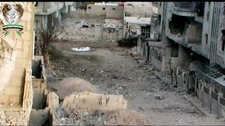 Syrian Civil War | FSA RPG Hits an SAA Tank with a Glancing Blow | Daraya | December 18, 20 | RCF