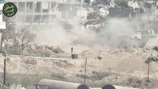 Syrian Civil War | Lone SAA Soldier Targeted by Indirect Fire | Jobar, Damascus | 10-16-201 | RCF