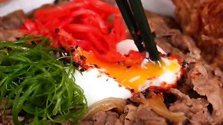 Japanese Beef Bowl w/ Enoki Tempura
