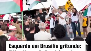 Esquerda em Brasília gritando Viva Hamas PCO, PCB, JUNTOS, DCE-UNB