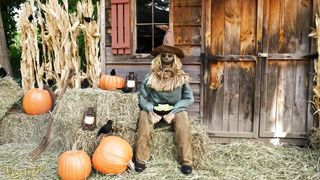 Spirit Halloween 4.5 Ft Scary Sitting Scarecrow Animatronic | Decorations | Animated | Pop-up Motion | Scarecrow