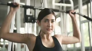 This beautiful woman is doing fitness