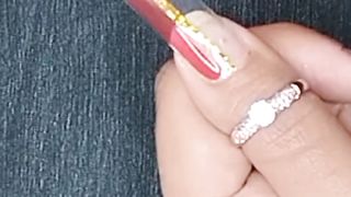Red and black nail art design