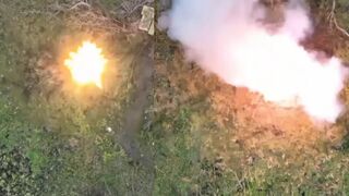 Ukrainian forces blow up Russian ammo depot using drone bombs