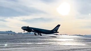 Ever seen a plane land in Antarctica? Well, here it is, this A340 landing!