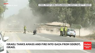 Israeli tanks in sderot israel fire into gaza strip in respinse to hamas attack