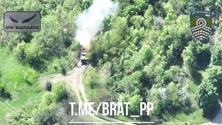 Ukraine-Russia War | Ukrainian Kamikaze Drone Strikes Russian 9K51M Tornado-G MLRS near Do | RCF