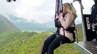 Tandem swinging at the most famous swing in the world
